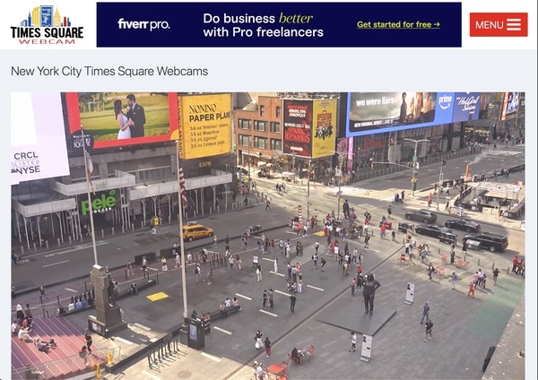 Busy Times Square with pedestrians and advertisements